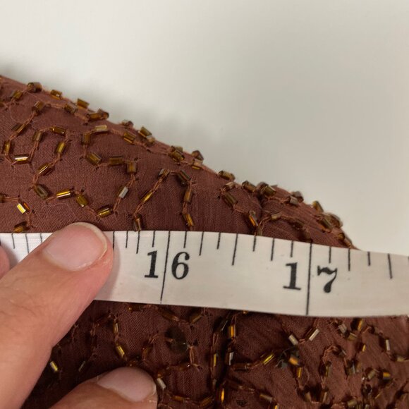 Stunning 100% Silk Beaded Dress - Made in India (SZ 10-12) - Picture 12 of 15